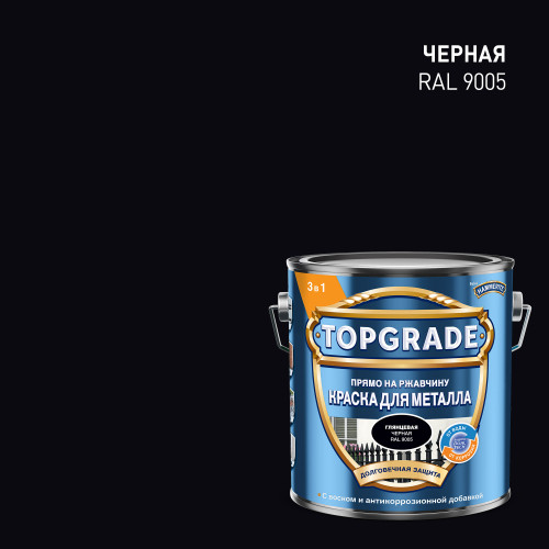 Краска для металла Topgrade гладкая глянцевая черная RAL 9005 2 л